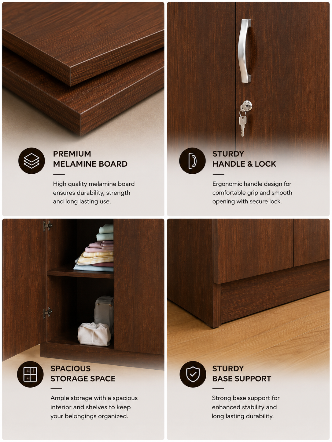 2 Door Wardrobe (Without Mirror) - Image 3