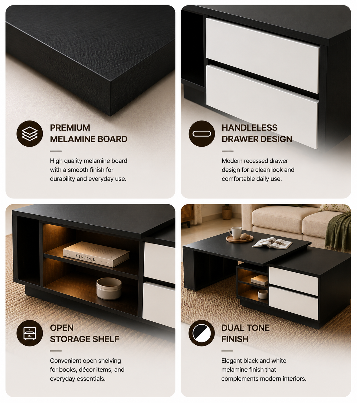 Modern Coffee Table with Storage - Image 3