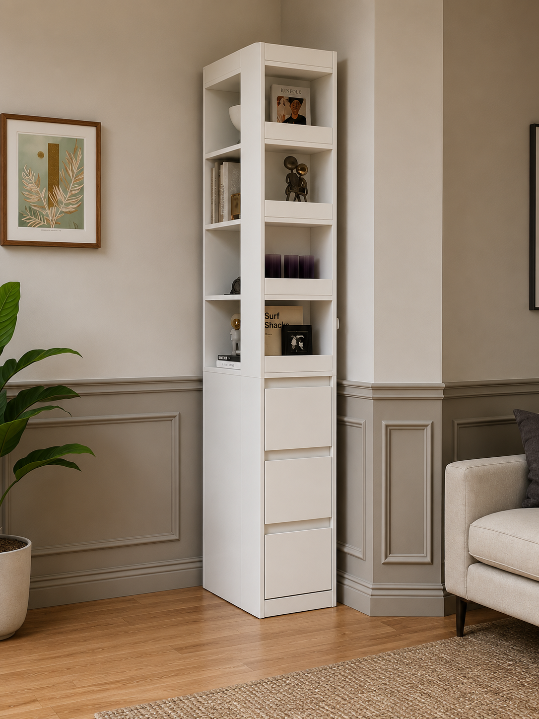 Modern Bookshelf with Drawer Storage