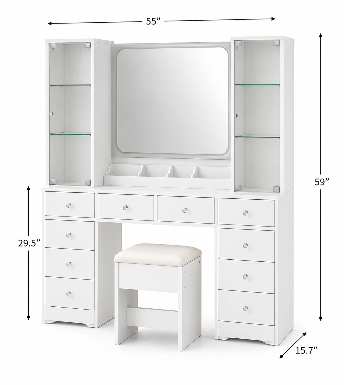 Premium Dressing Table with Glass Display - Image 2